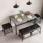 Dining Table With Benches  Kitchen Table Set For 4  Dining Room Table Set Wit   