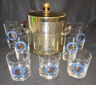 United States Congress Metal Ice Bucket And 7 Bar Glasses