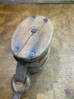 Antique 1800s Nautical Ships Pulley W Hook    Marine Block   Tackle Hoist