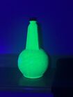 Vtg Art Deco 1939 World s Fair Uranium Milk Glass Embossed Vinegar Bottle   Cap