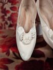 Antique Edwardian White Kid Leather Wedding Shoes W Bow Detailed Vamp