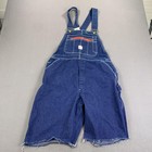 Pointer Brand Bib Overalls Shorts Mens 36x12 Blue Denim Cutoff Raw Hem Workwear