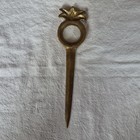 Vintage Antique Style Heavy Brass Pineapple Letter Opener 8  W magnifying Glass
