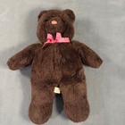 Vintage 1993 Plush Creations Inc Brown Teddy Bear Pink Bow Stuffed Animal 90s