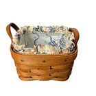 Longaberger Sweet Basil Basket 10146 Booking Collection Leather Handles Liner