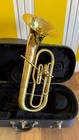 Vintage Bach Baritone Horn     F e  Olds Factory Era  1950s      Raw Brass Finish