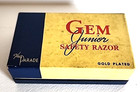 Vtg  Gem Junior Goldtone Safety Razor  4 Star Blades  Orig  Box Nos
