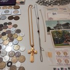 Vintage Estate Junk Drawer Proof Coins Jewelry Cufflinks Knives Stamp Token Lot