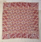 Antique Early 1900s Late 1800s French Heavy Tablecloth Coverlet Red Jacquard 