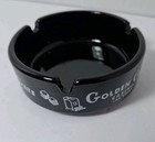 Vintage Golden Gate Casino Las Vegas Black Glass White Print Ashtray