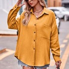 Womens Casual Long Sleeve Button Down Shirts Solid Dressy Blouses Tops W  Pocket