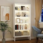 Tall Bookshelf With Led Light Strip  Large Bookcases Organizer Storage Shelves