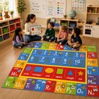 Educational Abc Alphabet Numbers Shapes Kids Play Rug 3x5 Ft Non Slip Nylon