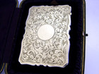 Stunning English Sterling Silver Left Handled Card Case 1903 Antique Cased
