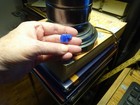 Antique C1930s-40s Charm Gumball Machine Cracker Jack  blue Glass Elephant  Vg