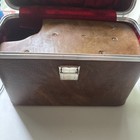Vintage Leather Camera Carrying Case Bag Brown With Shoulder Strap Velour Lining