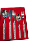 Norwegian Pewter Hardanger Konge Tinn 1910 Viking 5 Pc Place Setting Rosemaling