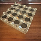 Vintage 60s 70s Sculptural Square Heavy Brass Cigarette Cigar Ashtray 16 Holes