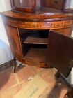 Antique English Mahogany Corner Cupboard Satinwood Marquetry Inlay