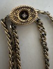 Antique Victorian Gold Filled Double Watch Chain Necklace Diamond   Enamel Slide