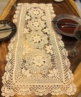 15x35inch Vintage Hand Crochet Lace Table Runner Rectangle Dresser Scarf Doily