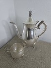 Vintage Leonard Silver Plated Footed Coffee Tea Pot And Creamer Pot