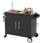 38 x18 x35  Outdoor Grill Table W 304 Stainless Steel Sink Cabinet Wheels Garden