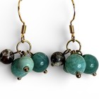 Reimagined Glass Bead Dangle Earrings - Aqua - 18k Gold Plated 925 Silver Hooks