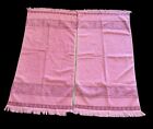 Vintage Cannon Sculpted Bath Towel Lot Rare Pink Dusty Rose Fringe Set Of 2