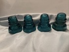 Lot Of 4 Vintage Hemingray -40 Glass Insulators  Blue Green  Made In U s a Read