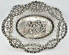 Vtg Austrian 800 Sterling Silver Cherub Tray Repousse Baroque Pierced Floral