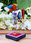 Day Of The Dead Aztec Jaguar Warrior Skeleton Clay Handmade Mexican Folk Art Med