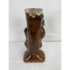 Vintage Ceramic Pottery Deer Vase Brown Drip Glaze Planter Home Decor Signed