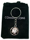 1936 Cut Coin Hobo Nickel Skull Indian Native American Keychain Dark Art Jewelry