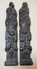 Pair Antique 1700 s Hand Carved Wood Architectural Salvage Lady Sculpture Statue