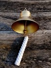 Anchor Ship Bell W  Rope Lanyard - Antique Brass Finish -nautical Wall Decor
