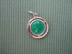 Vintage Catholic Medal St  Joseph   Baby Jesus Green Enamel Gold Silver Finish