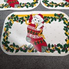 Vtg 90s Christmas Kitten Stocking Mistletoe Heart Santa Hat Vinyl Placemat Lot 4
