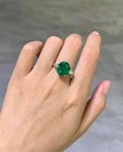 3 60 Ct Oval Cut Natural Emerald Diamond Wedding Ring 14k Solid Real White Gold