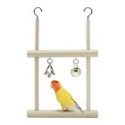 Wooden Bird Swing Perch Parrot Hanging Perch With Bells For Small Parrots Birds