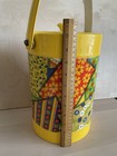 Vintage 1960s 1970s Ice Bucket - Patchwork Floral Design With Handle And Lid