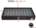 Glass Top Black Jewelry Display Case Box 50 Gem Jars  Ring Box  Jewelry Organize