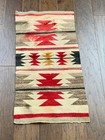 Antique Navajo Native American Rug Blanket Hand Woven Wool Distressed 17x33