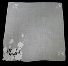 Vintage Madeira Embroidery Cotton Hanky 16  Large Floral Corner Wedding Bridal