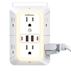 Wall Adapter 6 Outlet Extender Surge Protector Multi Plug  Usb Charger Port