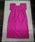 Handmade Mexican Huipil Cotton Dress Pink Embroidered One Size Women