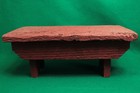 Vintage Handmade Wooden Primitive Rustic Small Footstool Rough Sawn Red