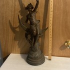 As Is  Antique Art Deco Nouveau Woman On Moon Stars Bronzed Spelter Metal Lamp