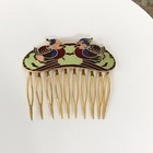 Vintage Cloisonn   Hair Comb Enamel Duck Design
