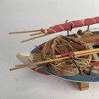Vintage Hand Made   Painted Wooden Fishing Boat Model W fisherman Detailed 